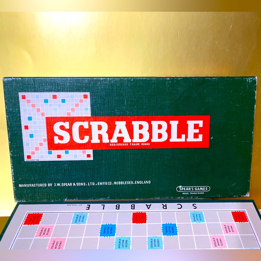 SCRABBLE BOARD GAME VINTAGE 1955 SPEAR’S GAME MADE IN ENGLAND  COMPLETE